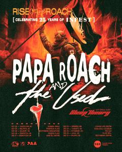 Press release image for PAPA ROACH ANNOUNCE CANADIAN LEG OF 2025 “RISE OF THE ROACH” TOUR WITH THE USED AND SPECIAL GUESTS SLEEP THEORY
