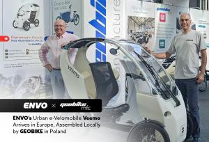 Press release image for ENVO’s Urban e-Velomobile Veemo Arrives in Europe, Assembled Locally by GEOBIKE in Poland