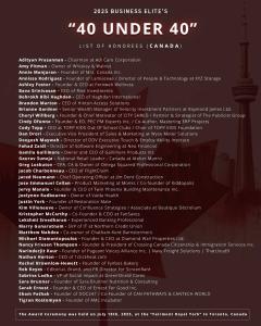 Press release image for An Exclusive Evening: Canada’s Business Elite 40 Under 40 Honorees Take the Spotlight