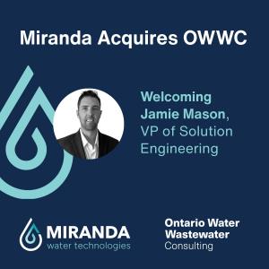 Press release image for Miranda Water Technologies Expands Wastewater Capabilities with Acquisition of Ontario Water Wastewater Consulting