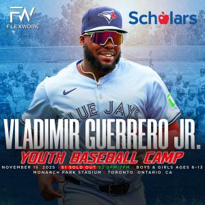 Press release image for Scholars Presents Blue Jays Star Vladimir Guerrero Jr.’s Toronto Youth Baseball Camp