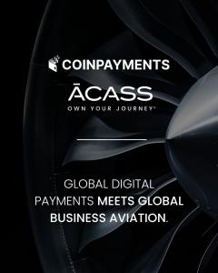 Press release image for COINPAYMENTS partners with ACASS to enable business aviation crypto payments