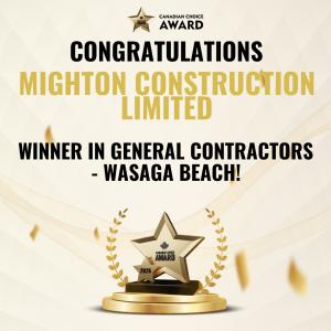 Press release image for Mighton Construction Limited Receives 2026 Canadian Choice Award for General Contractors in Wasaga Beach