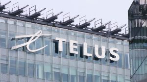 a Telus sign on a building
